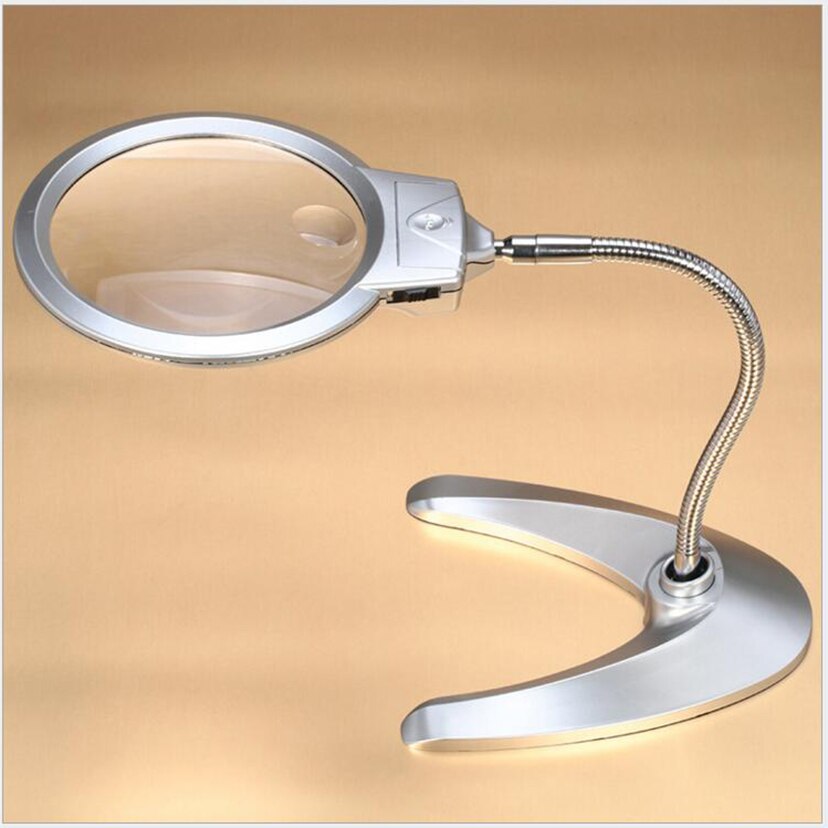 lighted magnifier clip-on desktop LED desk lamp reading diamond painting tool jewelry magnifying glass metal hose magnifying