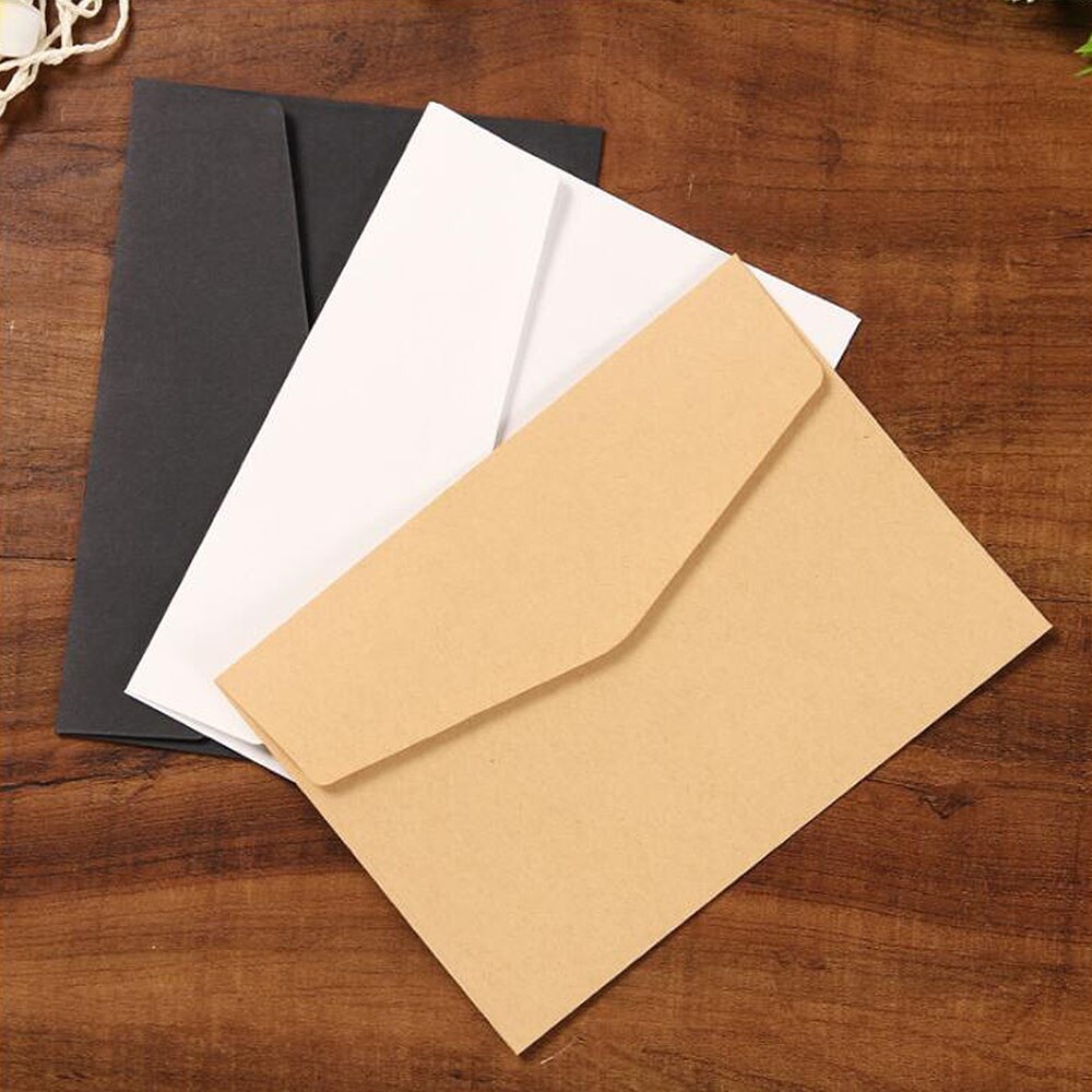 Sobres de papel para manualidades, sobres de estilo europeo Vintage para tarjetas, álbum de recortes, , 12,5x17,5 cm, color blanco y negro, 50 unids/lote
