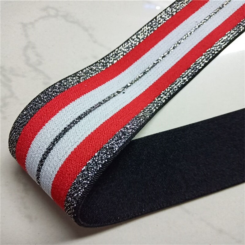 Streep Rubber Band 4cm Breed Elastique Lint Elastische Band Tailleband 40mm Verdikking Latex Singels Zakken 'Naaien Accessoires 1M: silver red white