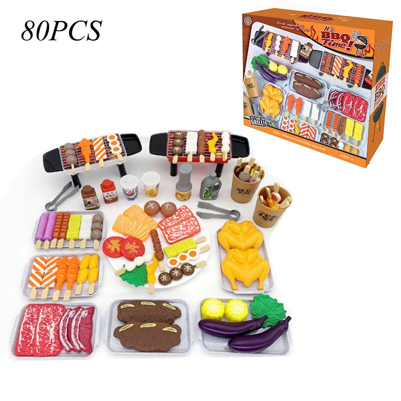 Kinderen Keuken Simulatie Voedsel Speelgoed Pretend Bbq Set Speelhuis Koken Games Barbecue Grill Vlees Spiesjes Pretend Keuken Speelgoed: D