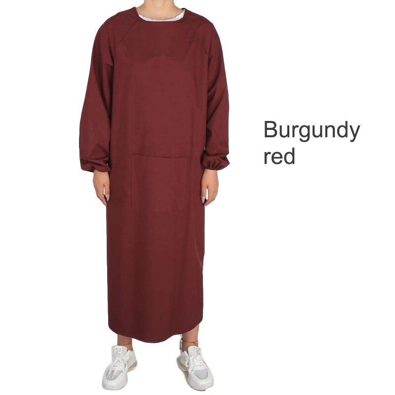 Bata impermeable reutilizable unisex, prenda de trabajo resistente al aceite y apta para la limpieza del hogar: Burgundy red