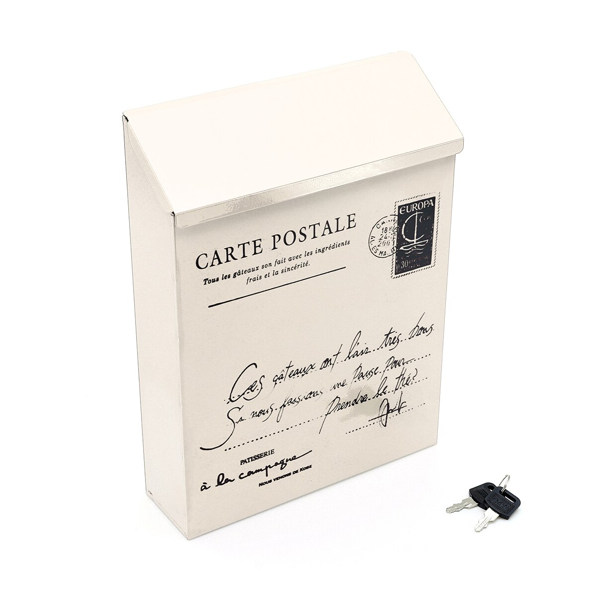 Waterproof Outdoor Metal Post Box Letter Mailbox Wall Mounted Lockable 2 Keys Mail Box: white