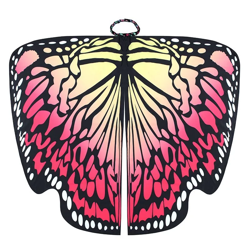 Rainbow Butterfly Wings Cape Shawl Fairy Ladies Dance Costume Adult Monarch Butterfly Cape Halloween Child Butterfly Wings: black