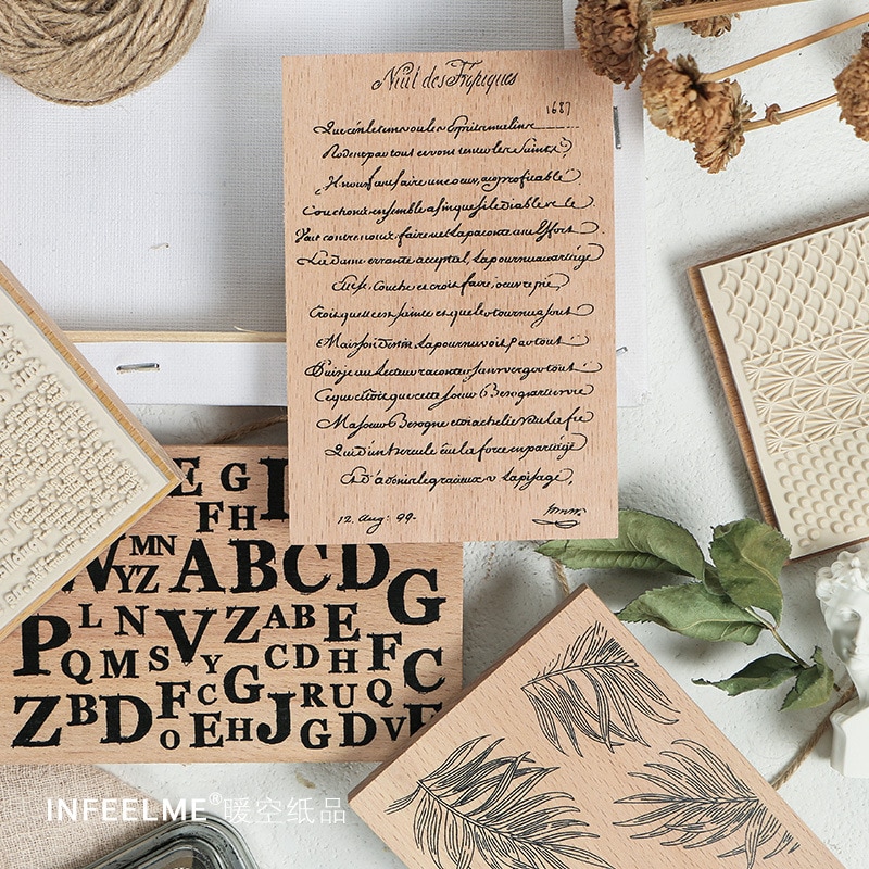 Retro Geometrische Plant Alfabet Achtergrond Stempel DIY Houten Stempels voor Scrapbooking Briefpapier Scrapbooking Standaard Stempel