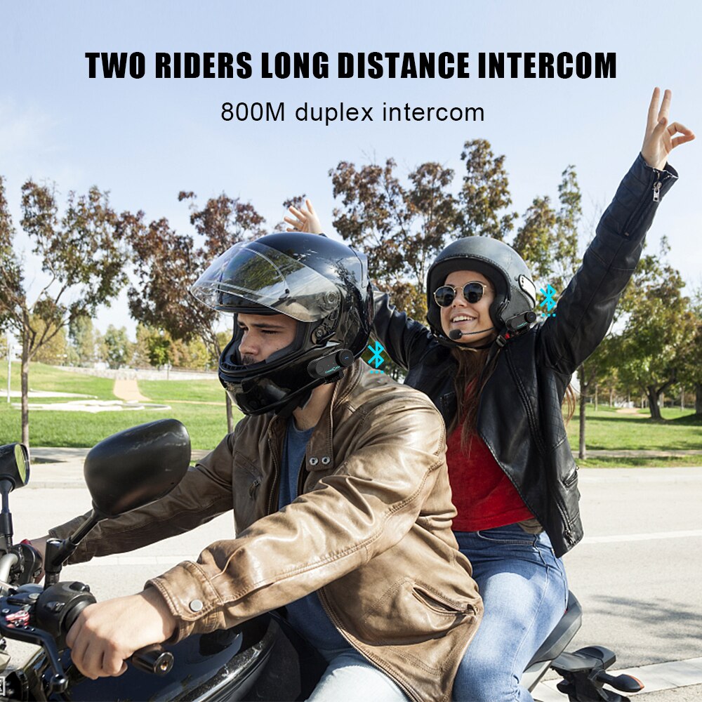 Original FreedConn T-COMVB Motorcycle Helmet Headset 800M Wireless Intercom for 3 Rider Open Full Face Helm Bluetooth Interphone