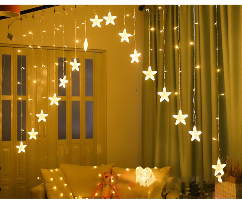3m led stjerne fe gardin lys guirlande string lys 100-240v til hjemmet jule bryllup fest dekoration: Varm
