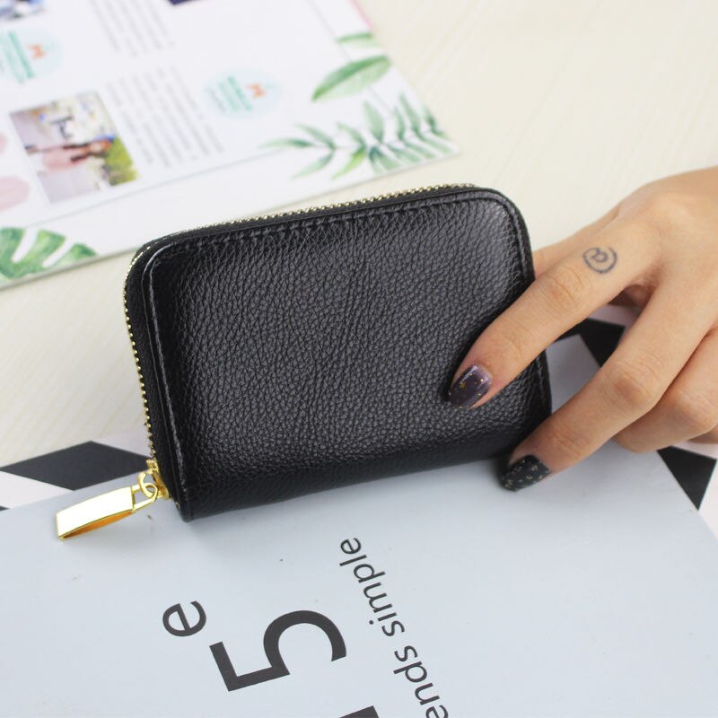 Men Business Card Holder PU Leather Credit Card Holder Women Zipper Pocket Unisex Card Case Zipper Coin Purse Mini Wallet