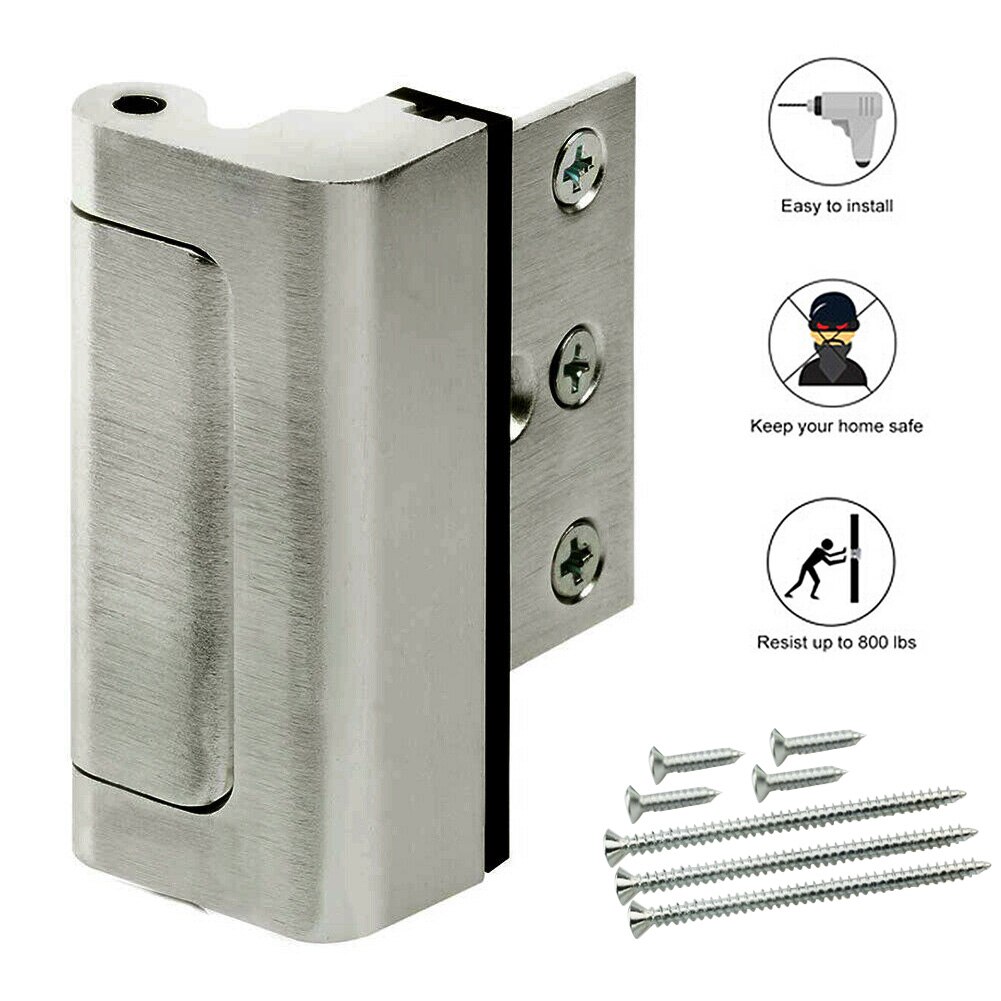 Aluminium Alloy U Door Reinforcement Lock Defender Security Door Stopper Tool Monden N18: Nickel