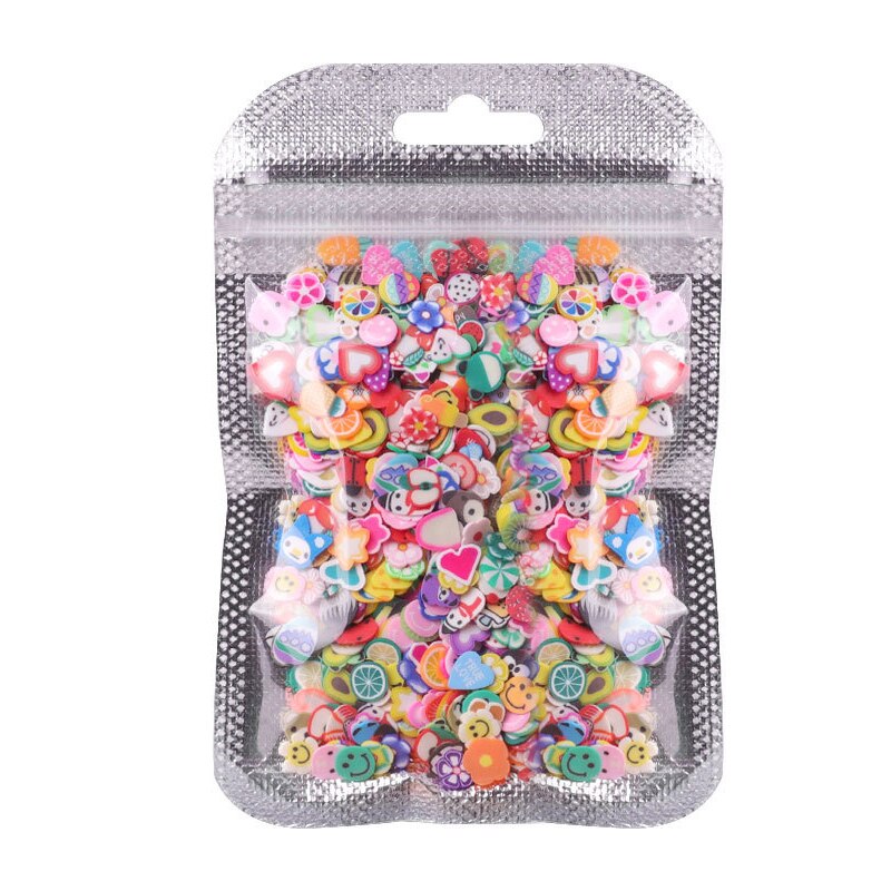 3d nail art decoraties schattige bloemen fruit klei plak nail art decoratie kleurrijke nail glitter pailletten nail art decoraties