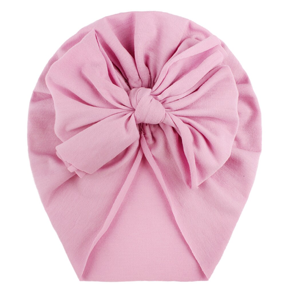 Gorro con cinta para la cabeza para bebé, gorra con estampado de lazo, turbante elástico de algodón, gorrito para envolver la cabeza para bebé, sombrero para niña, accesorios para el cabello para bebé: Rosa