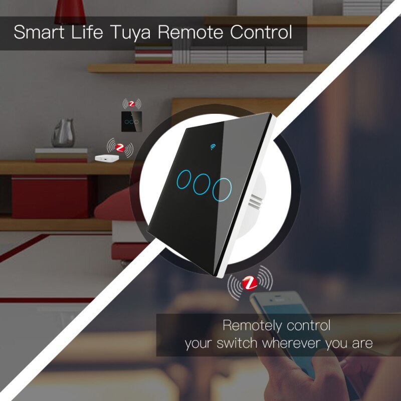 Tuya ZigBee Smart Light Switch Touch Switch With/Without Neutral Wire Two Wiring Methods AC100-240V Work With Alexa Google Home