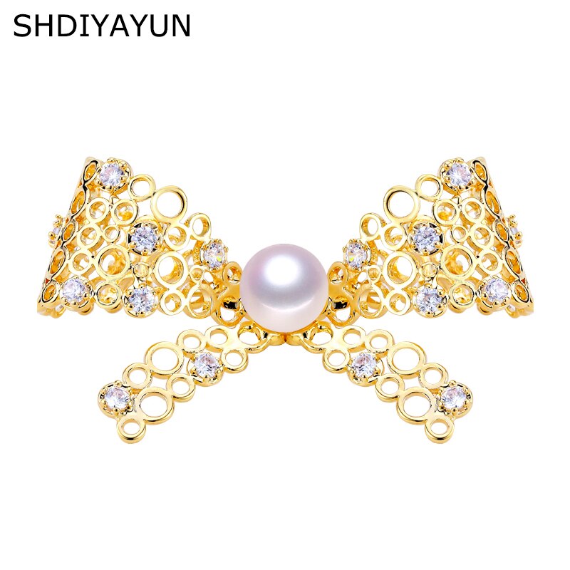 SHDIYAYUN Neue Perle Brosche Für Frauen Schöne Bogen Broschen Pins Natürliche Süßwasser Perle Edlen Schmuck Zubehör Corsage