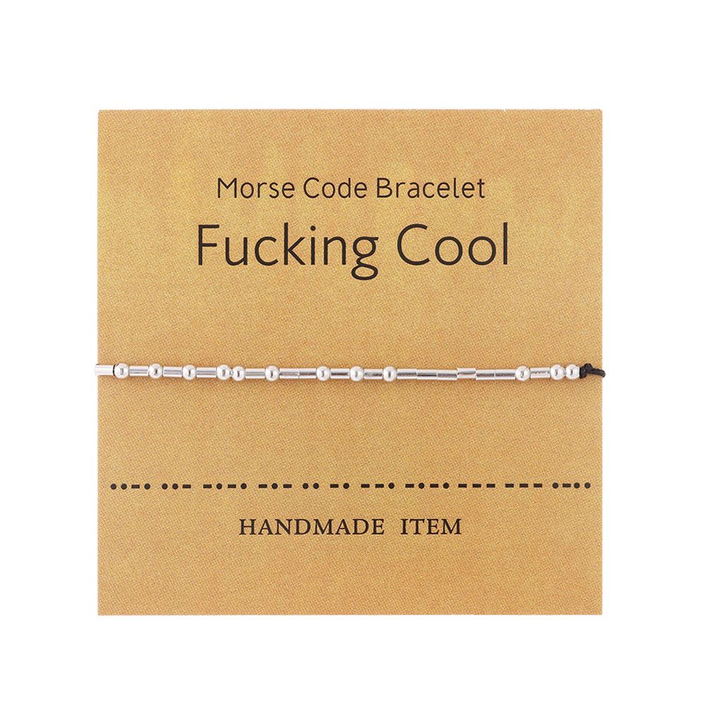 Código morse pulseiras abençoado grato senha casal pulseiras com cartão valentinesgifts dia aniversário lembrança presentes de aniversário: Fucking Cool