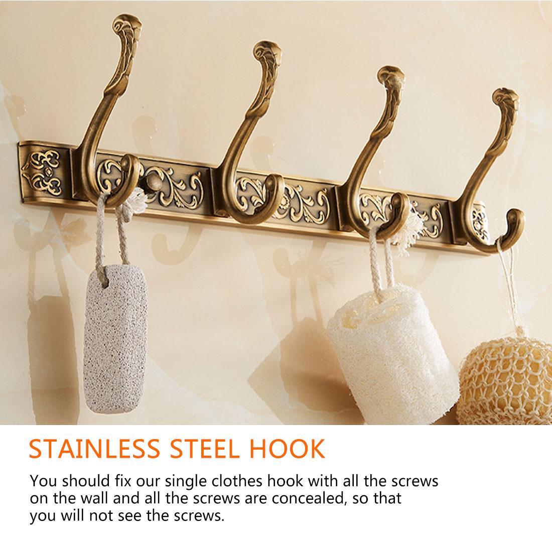 5 Row Hooks Luxury Bathroom Wall Carving Robe Hook Coat Hanger Door Hooks For Bathroom Accessories