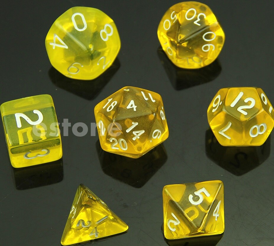 7-würfel Seitige D4 D6 D8 D10 D12 D20 Magie-sterben-Versammlung D & D RPG Poly spiel einstellen Blau: Gelb
