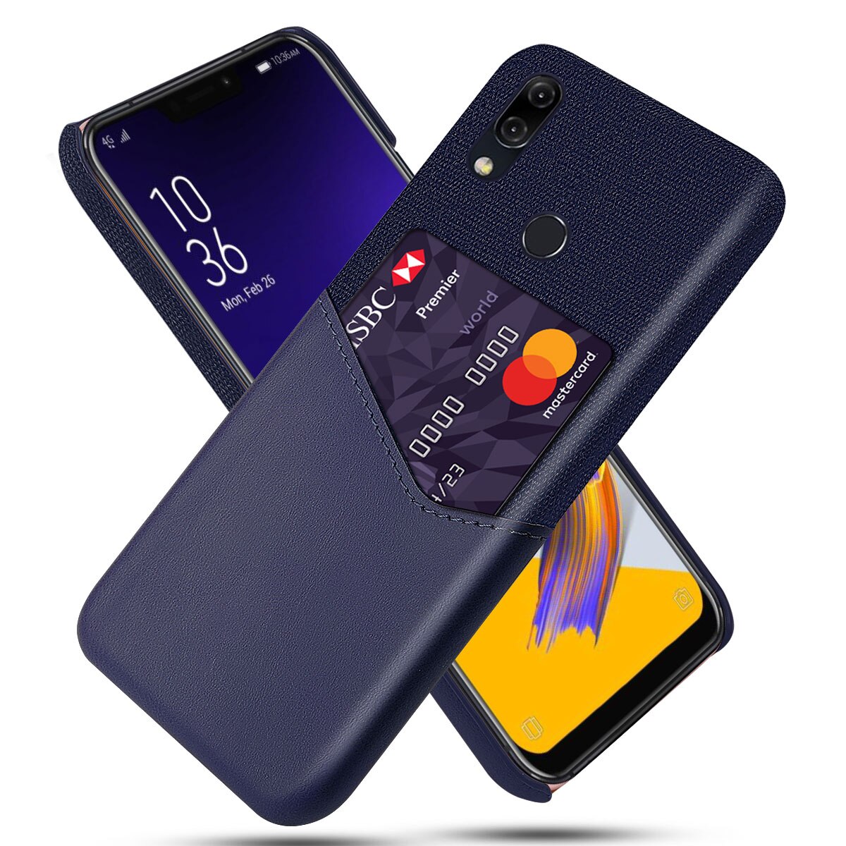 DCK Panno Duro con La Carta Del Telefono di Protezione in Pelle Custodie per Asus Zenfone 5 ZE620KL sottile ibrido Duro Platic Copertura Posteriore: Blu scuro