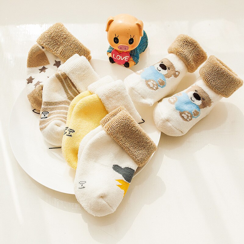 Outono e inverno espessamento 0-3t crianças meias dos desenhos animados crianças meias meias do bebê meninas meias da criança confortável bebê meninos meias: Bear / 1-3T