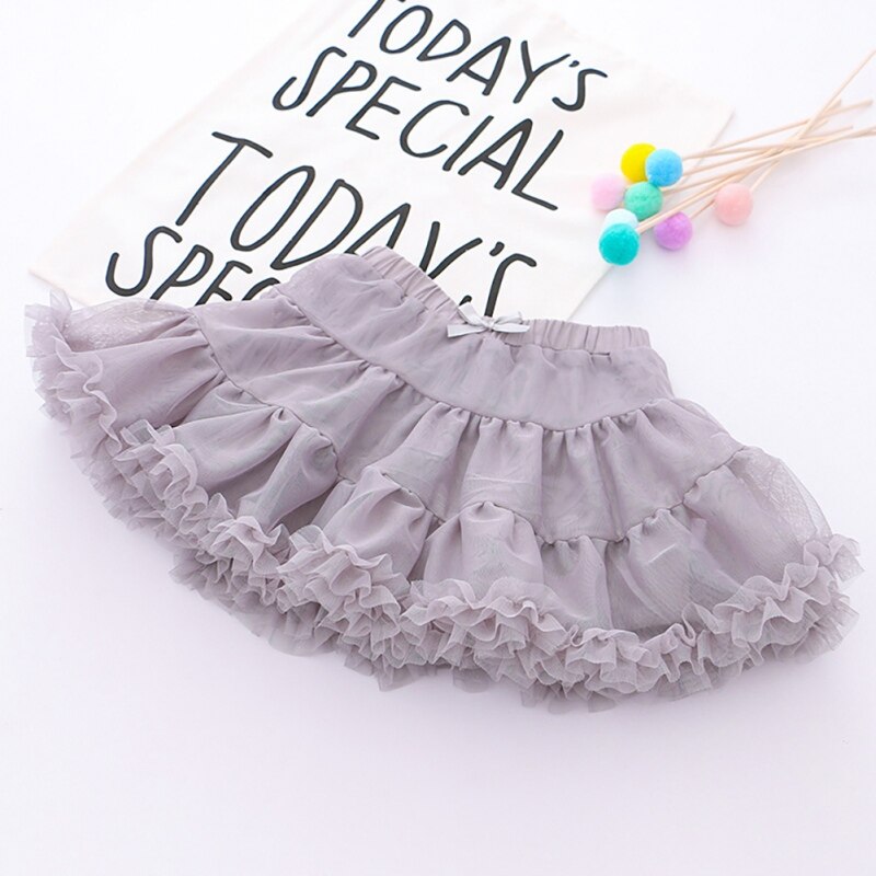 Children's Summer Lovely Girl Skirt Little Girl Casual Skirt Net Gauze Wild Pettiskirt Kids Skirts Clothing: Gray / 110
