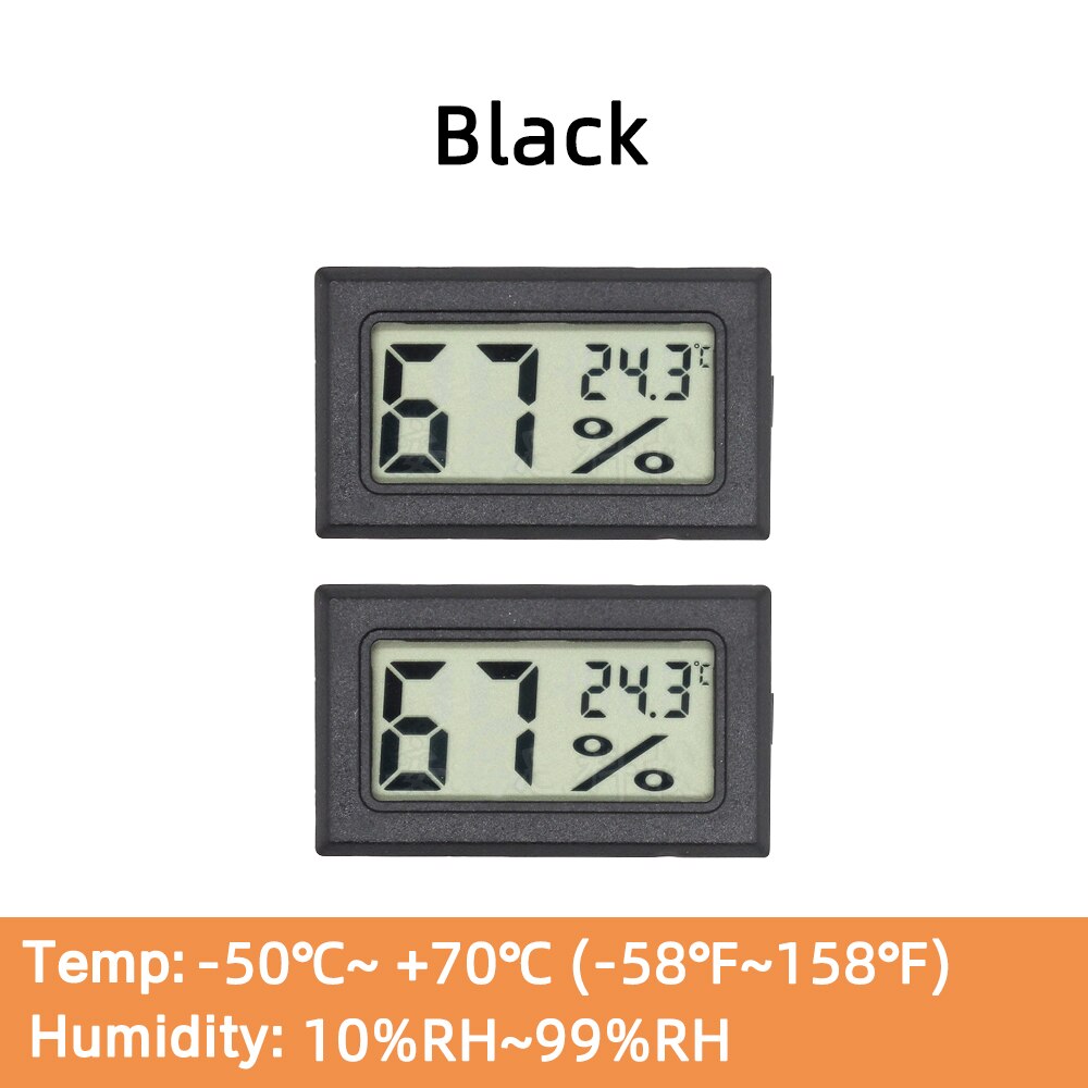 Temea-Mini Termómetro Digital, higrómetro con sonda para interiores, Sensor de temperatura pequeño, medidor de humedad, pantalla LCD, 2/3 piezas: FY-11 x 2 Black