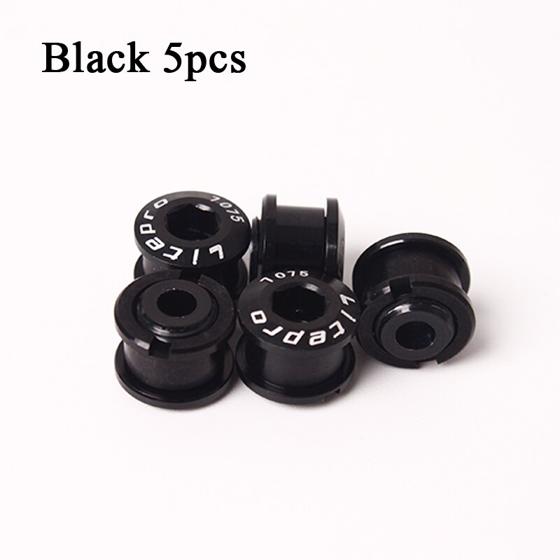 Litepro 4/5Pcs Mtb Kettingblad Bouten Aluminium Single Speed Disc Super Licht Kettingwiel Schroeven Voor Road Mountain fiets Crank: 5PCS-Black-6.5mm
