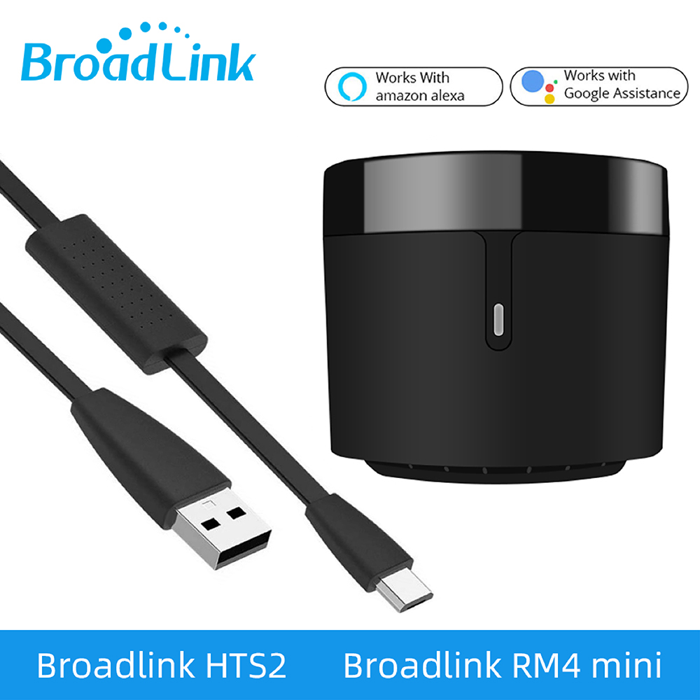Oryginalny Broadlink RM4 Pro uniwersalny inteligentny przełącznik RF Wifi RM4Mini pilot na podczerwień czujnik HTS2 praca Alexa Google Home Assistant: Black