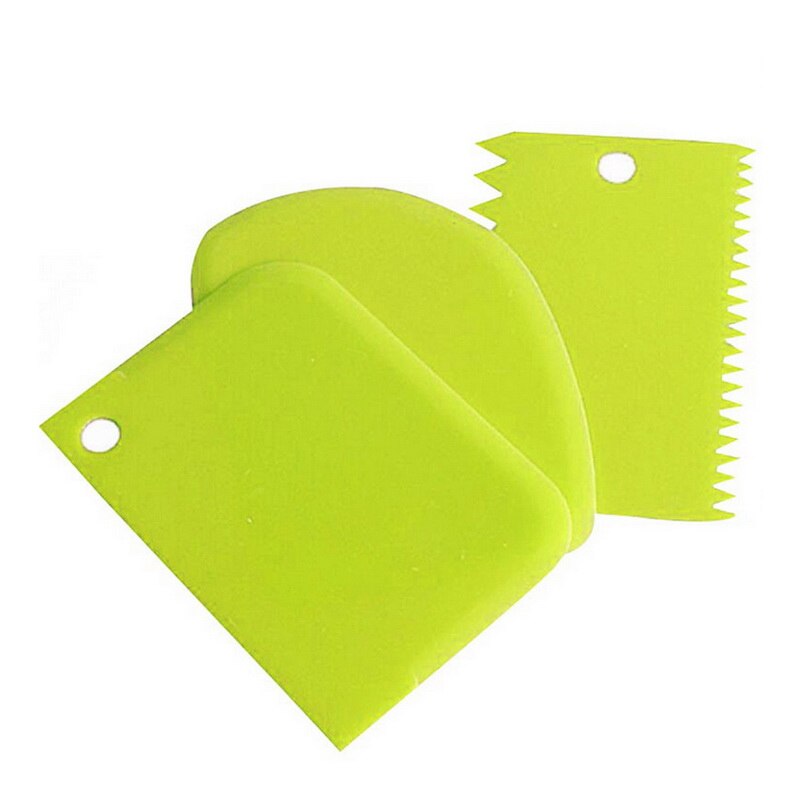 3 stuks/set taart schraper fondant schraper taartdecoratie effen glad gekarteld doorzichtige kommen glad glazuur veelzijdige functie tool: Groente