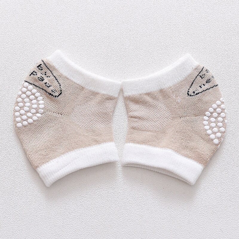 1 Pair Cute Crawling Elbow Kneepad Cushion Toddlers Baby Girls Boys Knee Pads Protector Safety Mesh Infant Leg Warmer: Beige