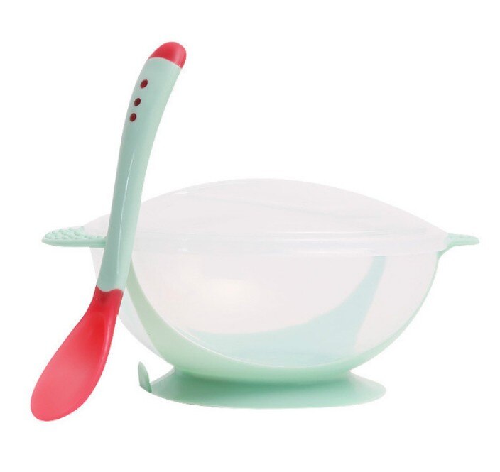 2 sztuk/zestaw naczynia do nauki dla dzieci z przyssawką zestaw obiadowy dla dzieci Assist Bowl łyżka z czujnikiem temperatury widelec zastawa stołowa: G Bowl spoon fork