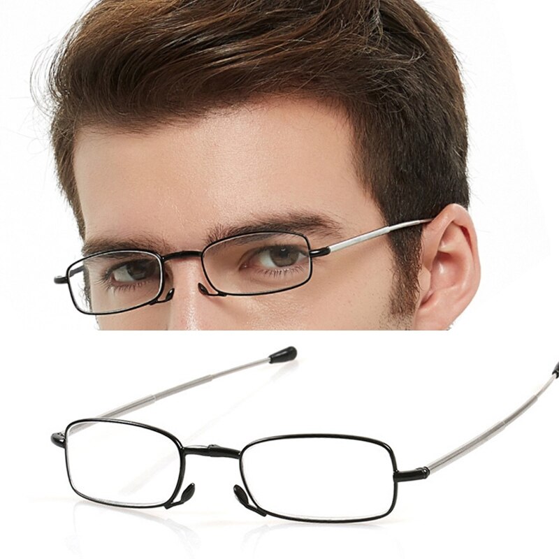 +1.5 2.0 2.5 3.0 3.5 4.0 Foldable Presbyopic Eyeglasses Folding Reading Glasses with Case oval Full Metal Frame Red