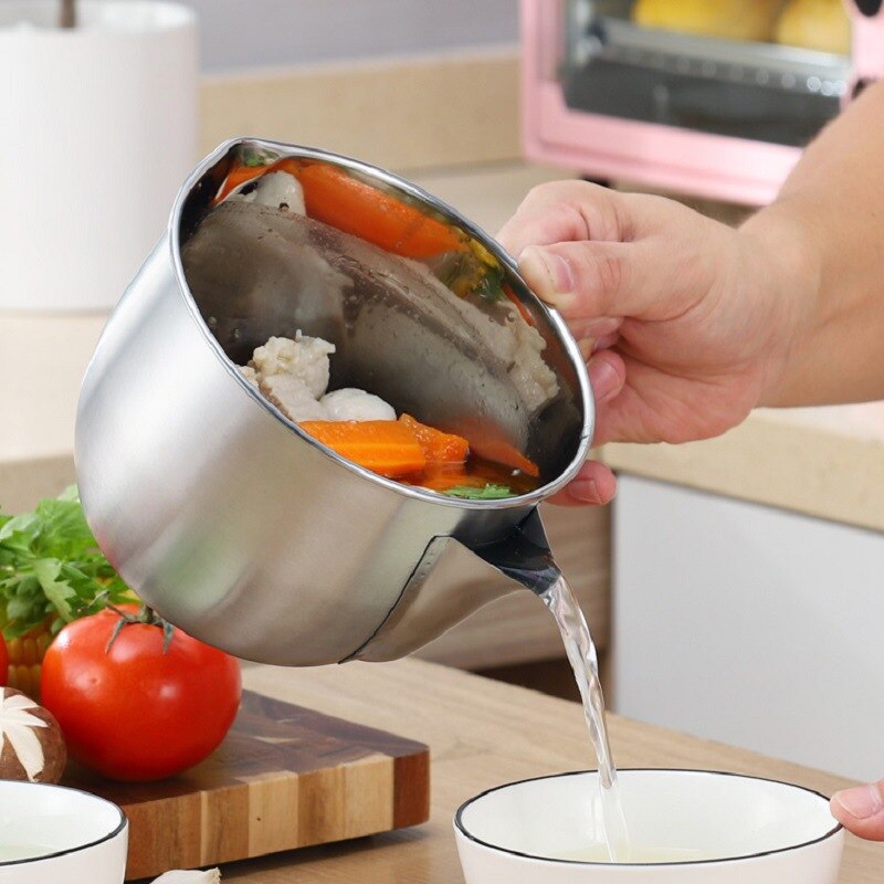 Keuken Jus Olie Soep Vet Separator Kom Multi-Gebruik 304 Rvs Vet Olieman Filter Zeef Koken Pot Keuken gereedschap