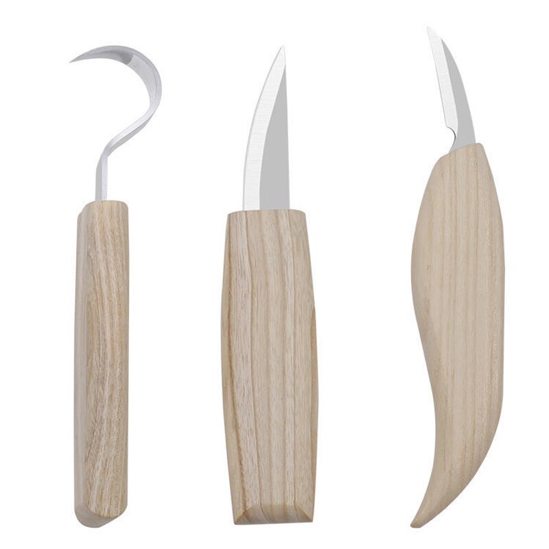 2/3/5/10pcs Chisel Woodworking Knives Hand Tool Set Wood Carving Knife DIY Peeling Wood Carving Carving Spoon Carving Knife: 3pcs