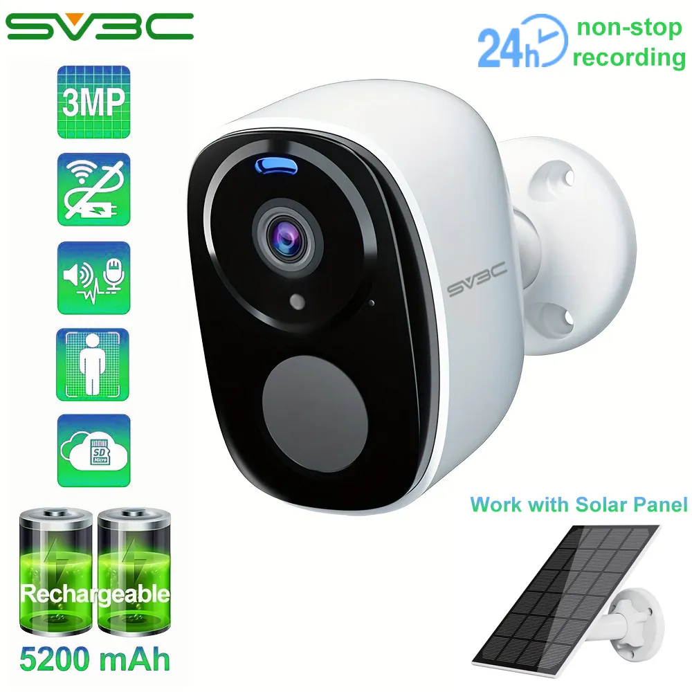 Draadloze Batterij Camera Wifi Buiten, Zonne-Energie Beveiliging Waterdicht Ip Cctv Indoor Ai Motion Detection Spotlight Sirene Alarm