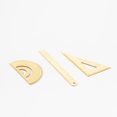 TUTU Gold/Rose Gold Ruler Stainless Steel Protractor Triangle Ruler Multifunctional Rotary Measuring Tools H0435: gold