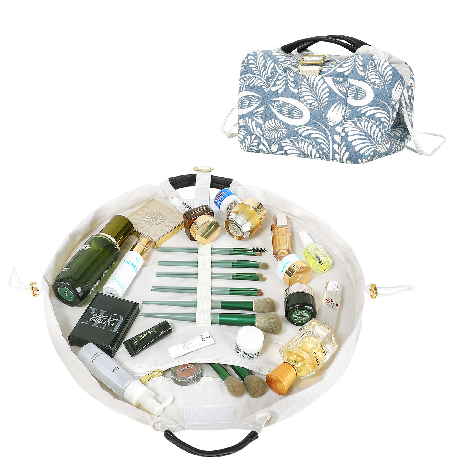 Kosmetik machen-hoch Tasche Veranstalter Toiletten artikel Kordel zug Tasche für Reise tragbare Aufbewahrung tasche ziehen Sie sterben Schnalle zufällig: Blau
