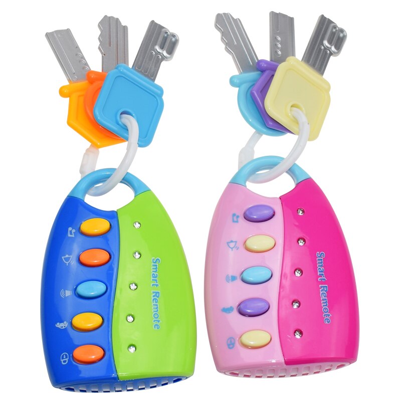 Baby Musikalische Auto Schlüssel Mit Klang Und Licht ÜSpund Hören Rosa Und Blau 24 Monate freundlicher Molaren Spielzeug