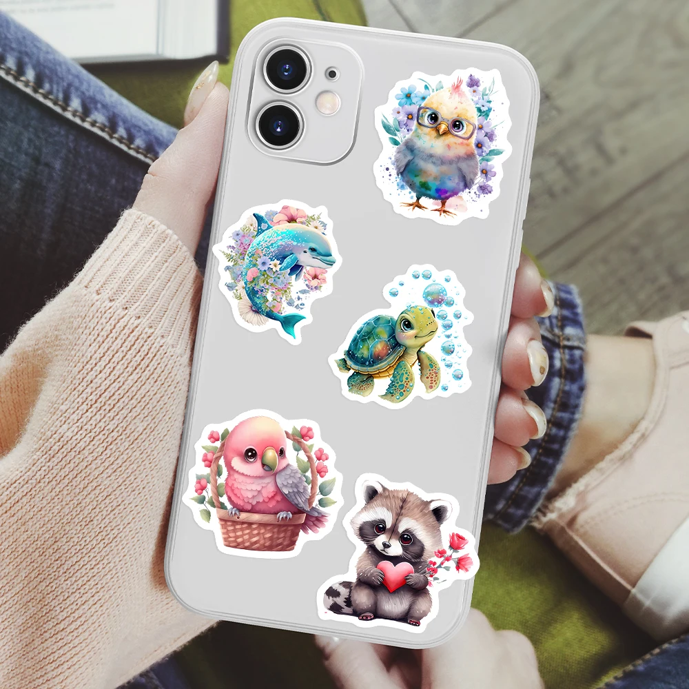 Kawaii Watercolor Aesthetic Stickers Animal Cute DIY Toy Graffiti Decal for Phone Luggage Laptop Scrapbook Waterproof