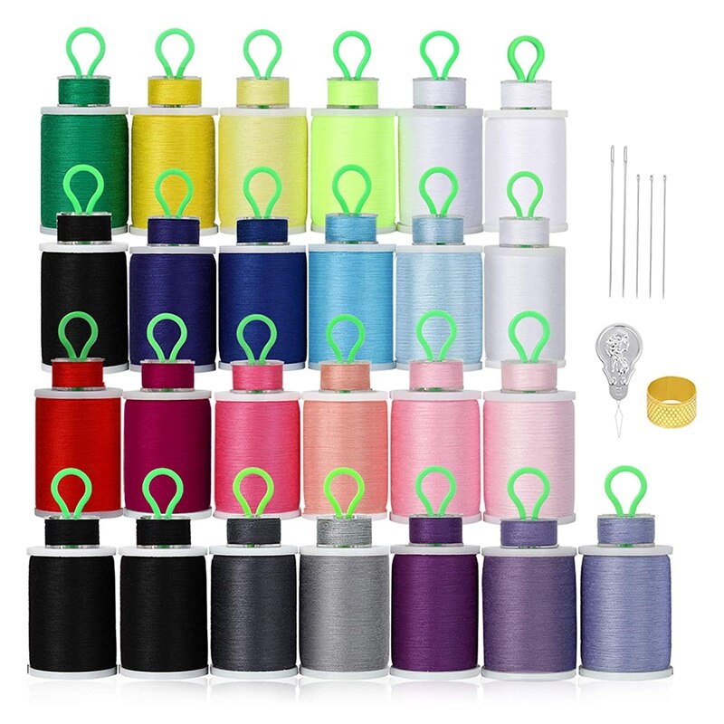 50Pcs Bobbins and Sewing Threads Kits, 21 Colors Cotton Sewing Machine Thread Spools with Prewound Bobbins: Default Title