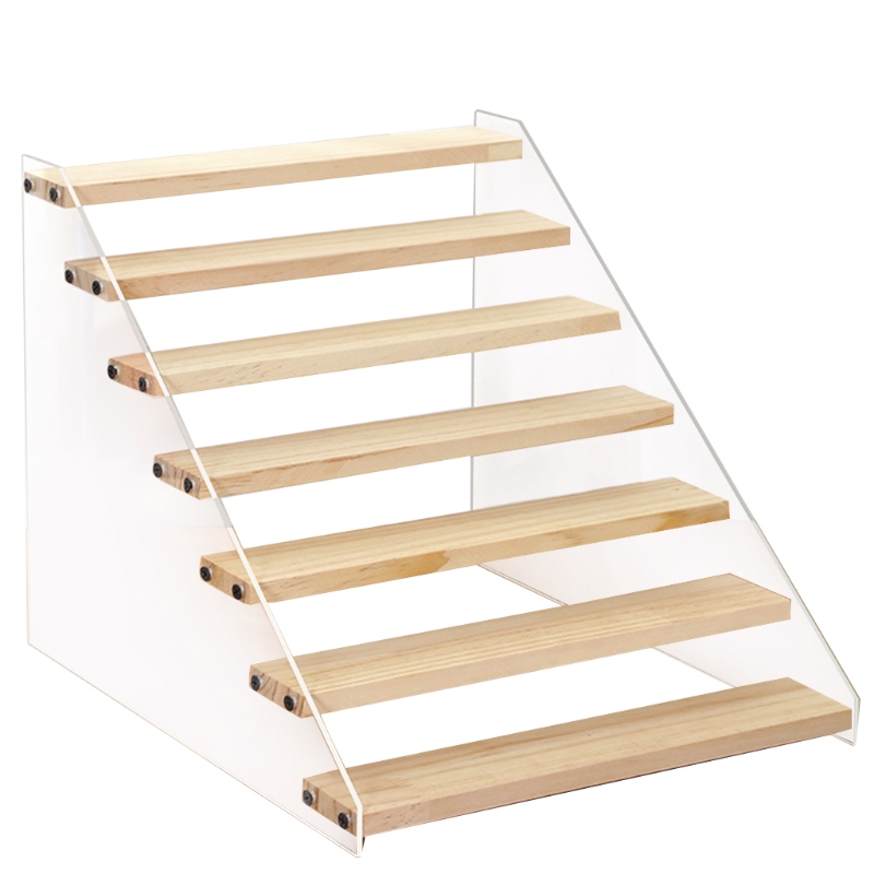 Acrylic&amp;Wood Display Stand Rack Display Shelf for Figures Display Stand for Makeup Perfume Organizer Nail Polish Display: Seven floors