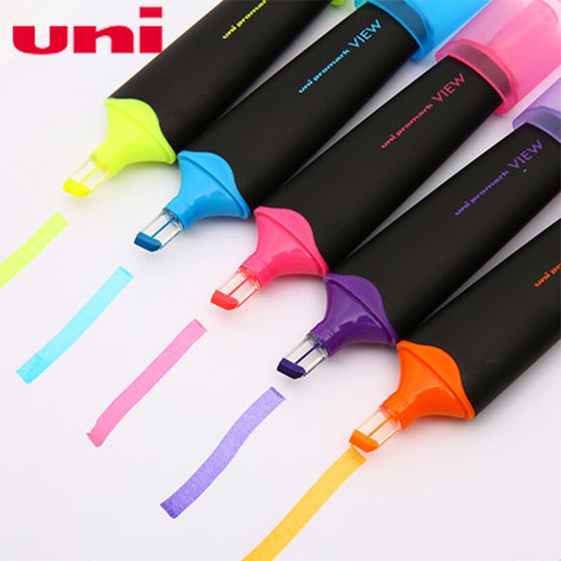 6 Stuks Uni Mitsubishi USP-200 Markeerstiften Marker Pen Premium Fluorescerende Pen Schuine Tip 6 Kleuren Beschikbaar