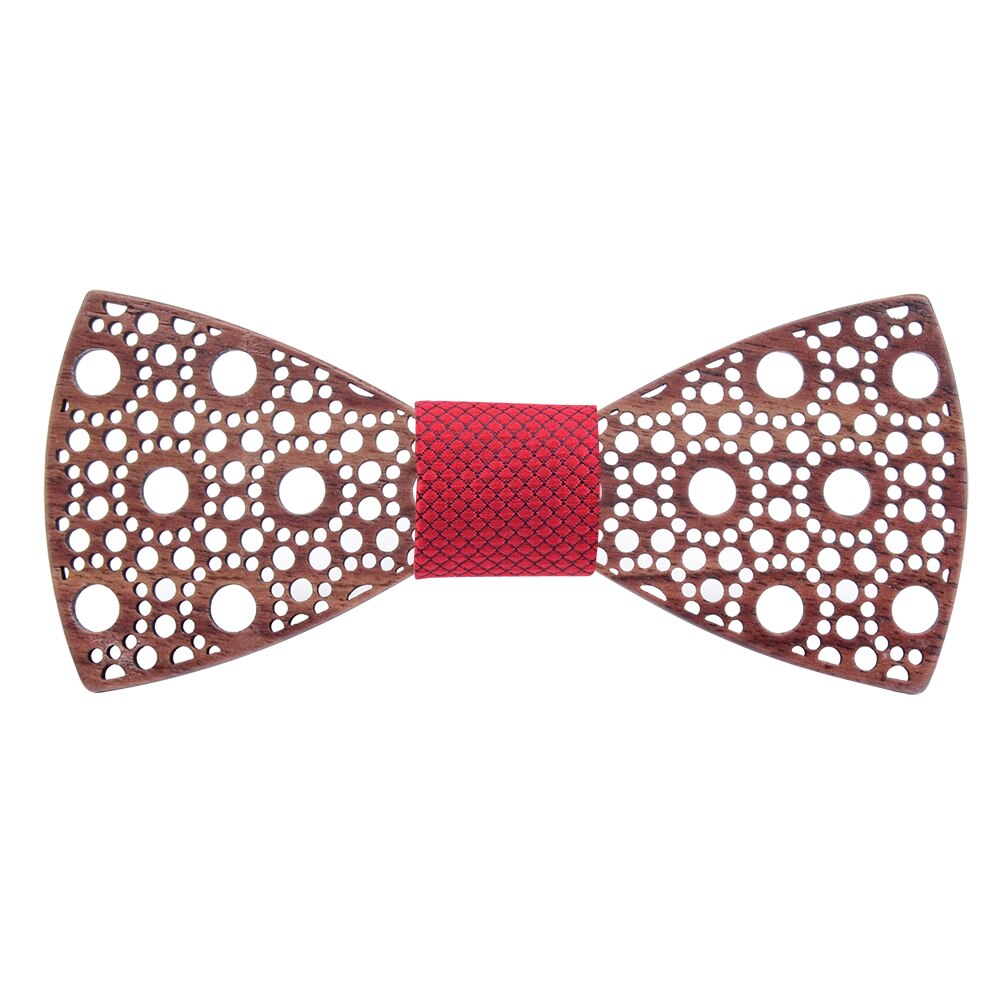 Slank 100%  træ butterfly prik hule careved hals bånd til mænd bryllup rød bule plaid formel træ bowtie tilbehør krave: 04