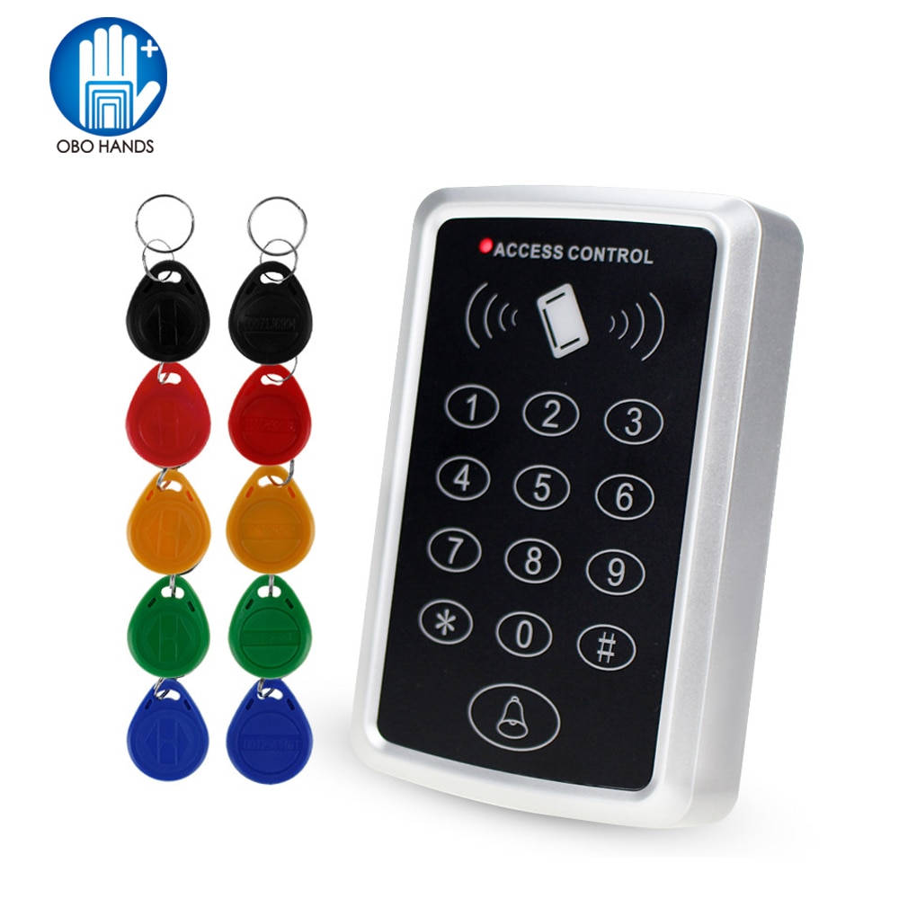 RFID Controller Standalone Access Control Keypad with 10 EM4100/4200 keychains 125KHz Card Reader For Door Access Control System