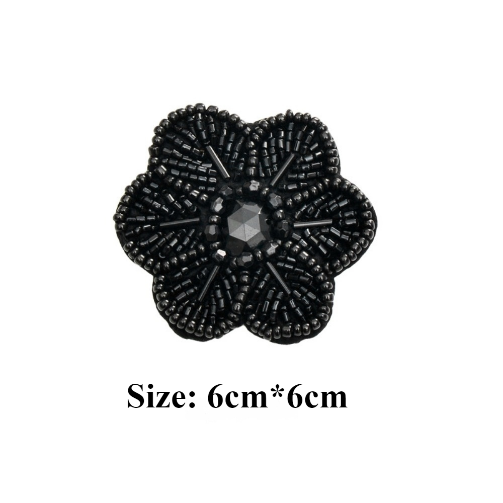 Cuentas hechas a mano, cuentas simples negras, tubo, flores, hojas, estrella, pegatina de tela pequeña, ropa, pantalones, decoración, parche con agujero: Blanco