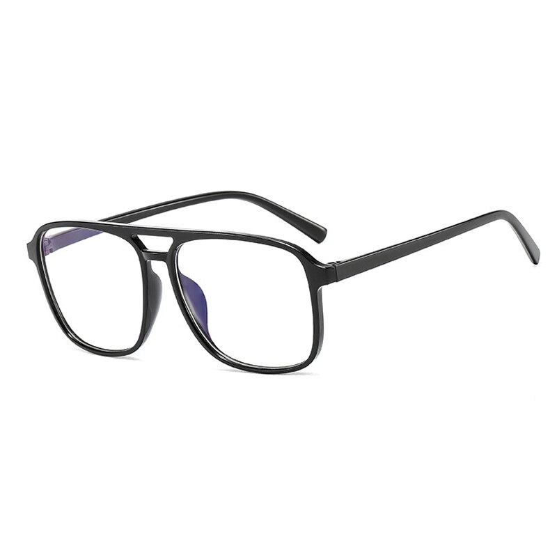 High Unisex Plain glasses women men glasses lens square glasses male female Plain glasses: black