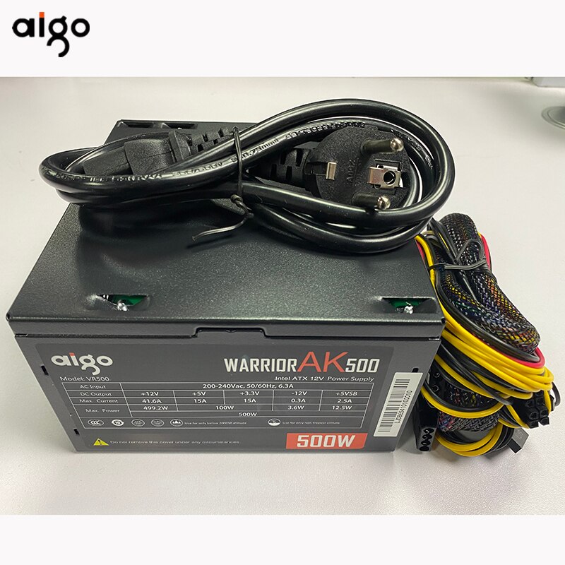 Aigo ak500 PFC max 500 W Watt PC Power Supply unit Gaming Quiet 120mm Fan 24pin 12V ATX PSU Desktop computer Power Supply for pc