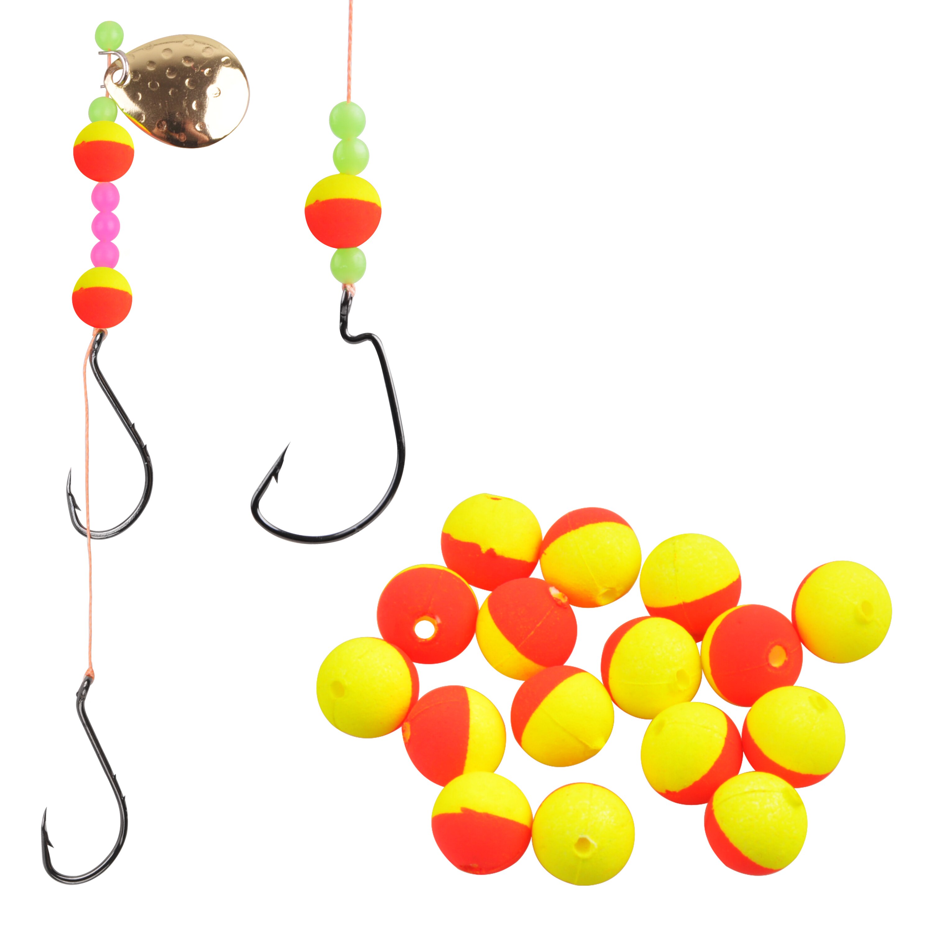 100 Pieces Foam Floats Round Fishing Snell Floats Pompano Rigs Fishing Rig for Surf Fishing Live Bait Walleye Rig Making