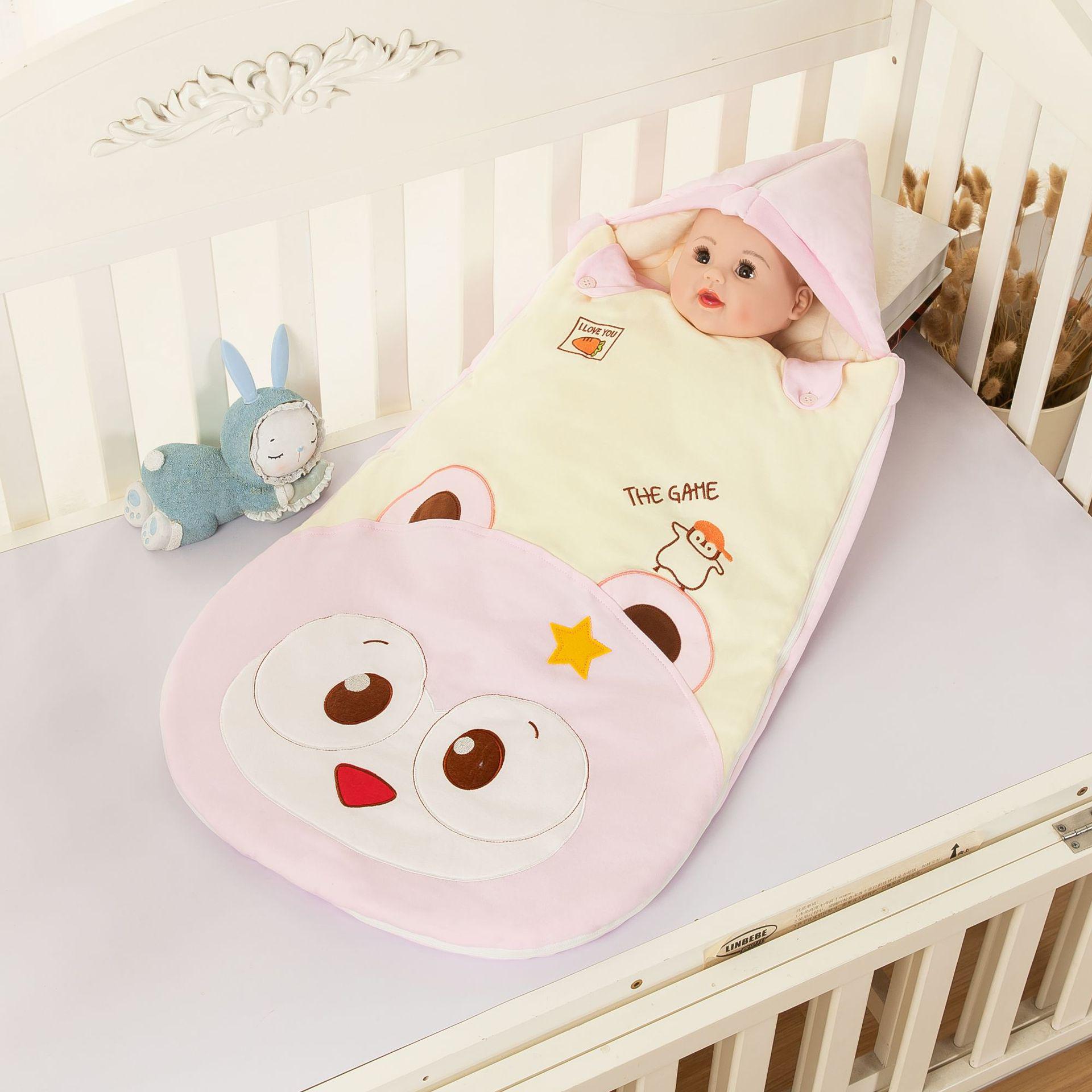 Cartoon Baby Sleeping Bags Cotton Children Split Leg Sleepbags For Winter Warm Soft Sleep Sacks For Kids Boy Girls Sleeping Bag: PINK 1 / M Height Within 80cm