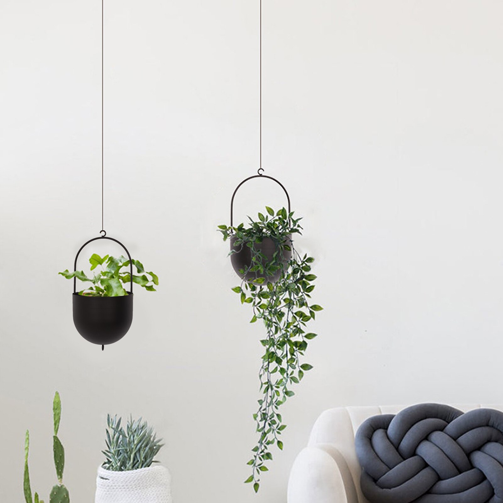 Maceta de Metal de hierro forjado de estilo nórdico para colgar en la pared, jardinera interior para suculentas, decoración de balcón, ornamento colgante