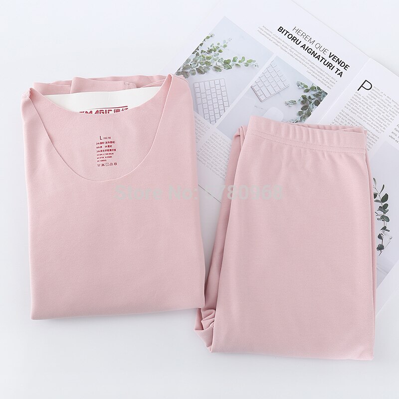 Winter 168-190cm hoch Frauen spurlos Samt Thermal- Unterwäsche Dame Wärmer passen Super groß lang Heizung Kleidung Bodenbildung Shirt: Rosa passen / XL