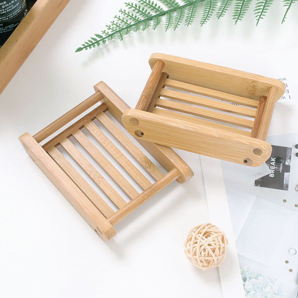 Wooden Natural Bamboo Soap Dishes Tray Holder Stor... – Grandado