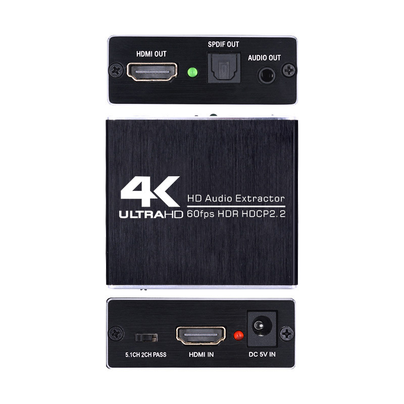 4K HDMI-compatible Audio Extractor HD Audio splitter 5.1/2CH extractor YUV 4:4:4 HDR DC 5V HDCP2.2 Optical TOSLINK SPDIF Adapter